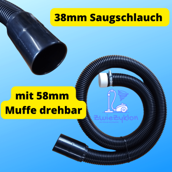 38mm Absaugschlauch für 50mm Zyklonabscheider mit Muffe 57/58mm drehbar